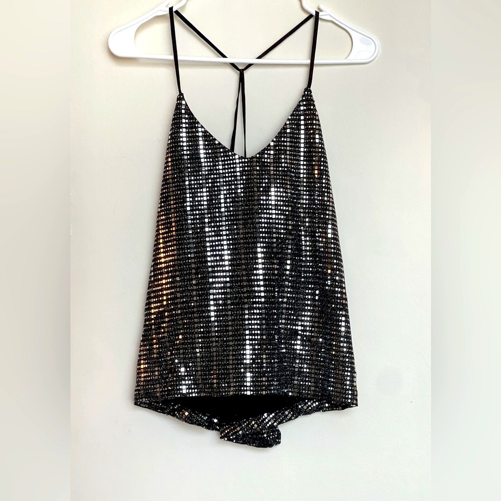 Chelsea28 Silver Mirrored Strap Detail Camisole